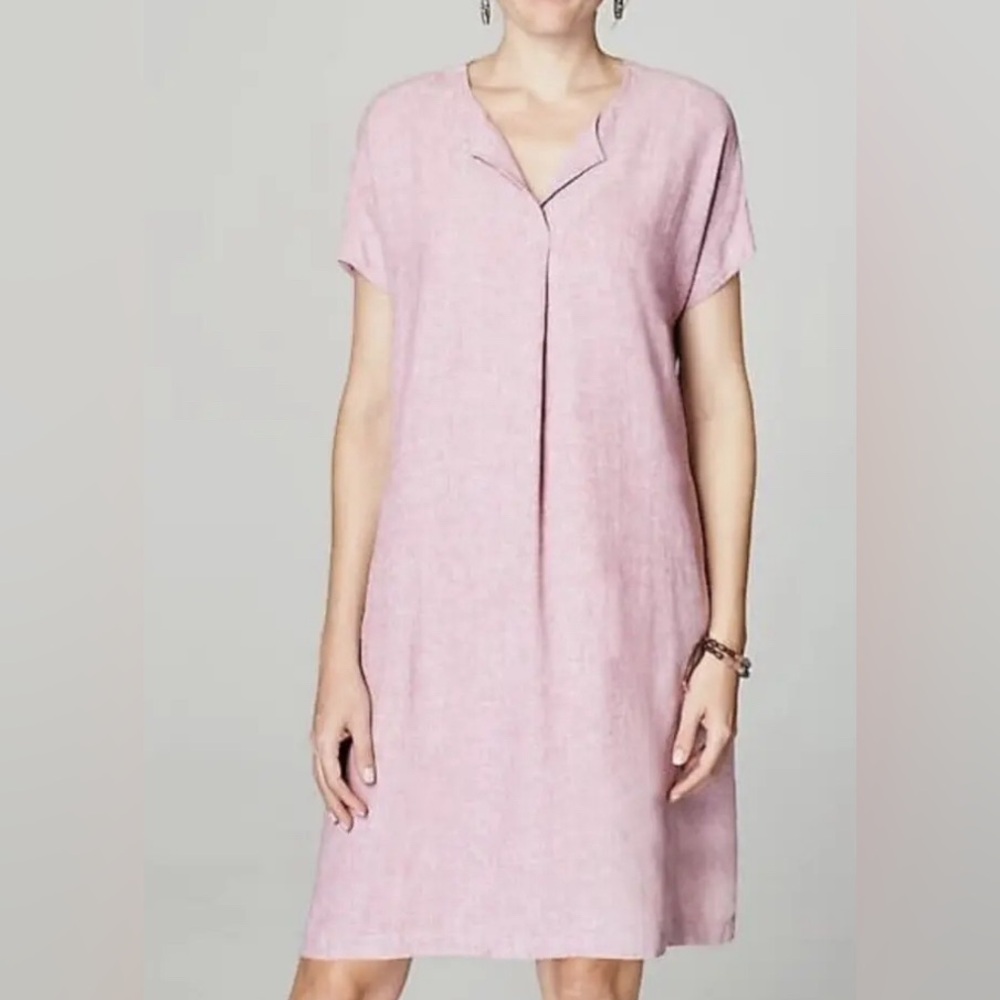 J. Jill Pure Jill Linen V-neck Tunic Shirt Dress - Picture 2 of 7